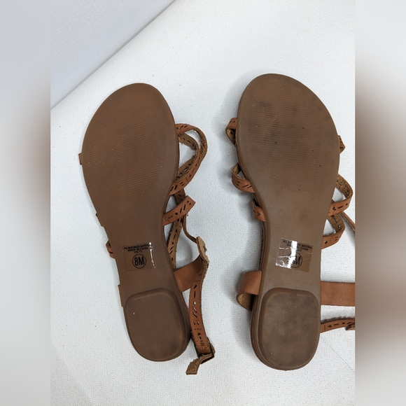 Solanz braided Sandals women's strappy size 8 Leather criss cross flats L-1 - Picture 5 of 8